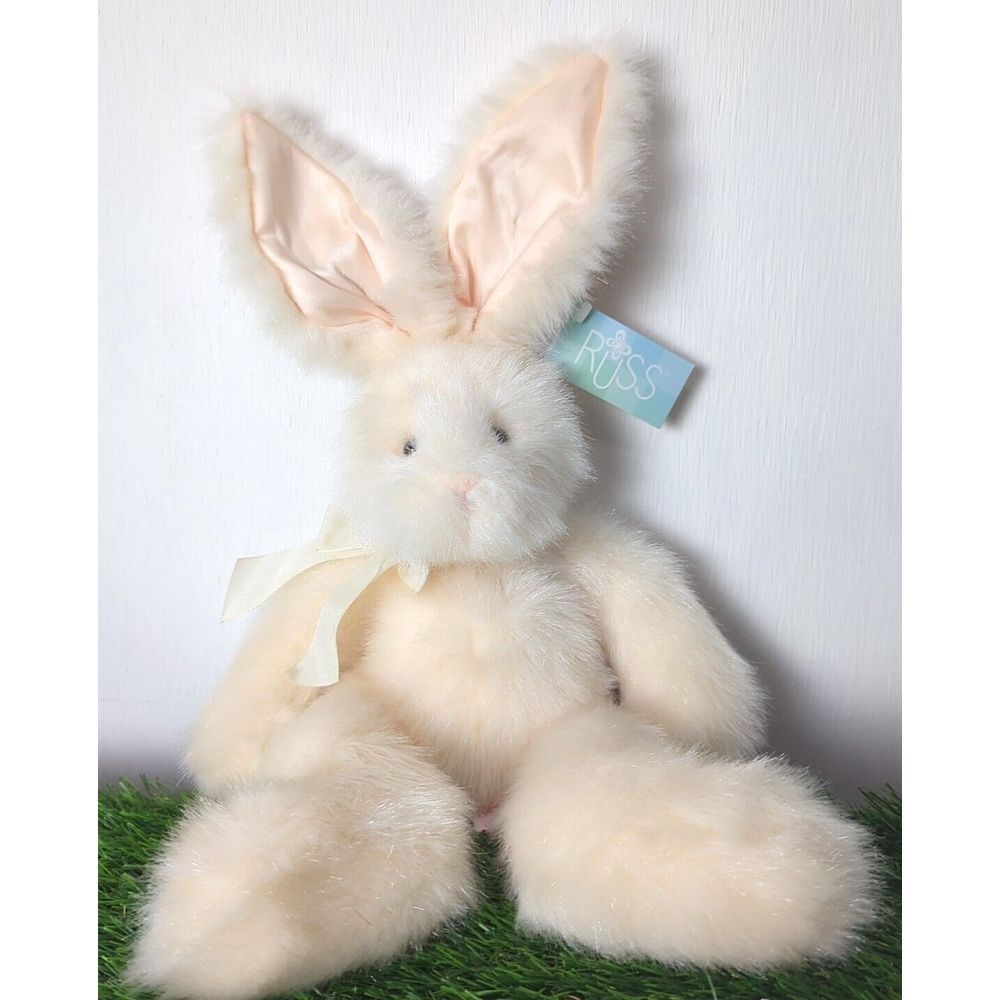 Russ Mennington Cranberry Patch Pastel Peach Bunny Rabbit Posable Ears Plush